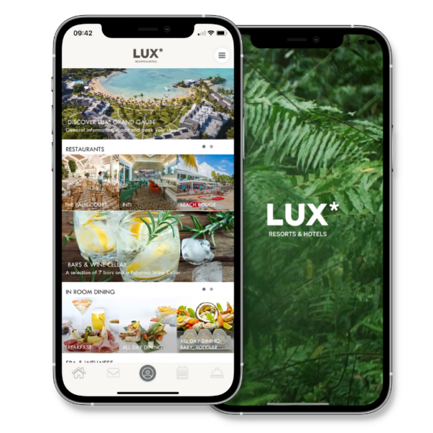 Lux hotels mobile app two screen views
